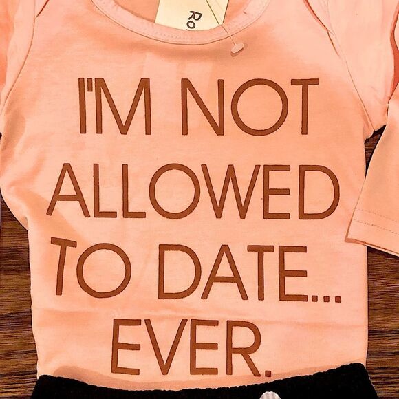 Two Piece Pink and Black with White Polka Pull On Pants With Scalloped Bottoms - Picture 12 of 12